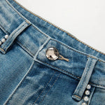 Rose Embroidered Lace-Cut Jeans with Pearl Beading