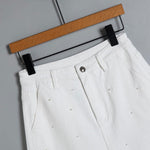 Pearl-Embellished Asymmetric Cut-Out Shorts