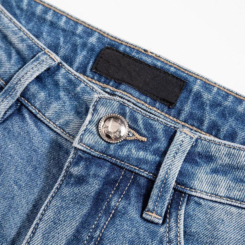 Raw Hem Floral Lace-Cut Jeans with Rhinestones