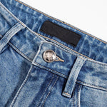 Raw Hem Floral Lace-Cut Jeans with Rhinestones