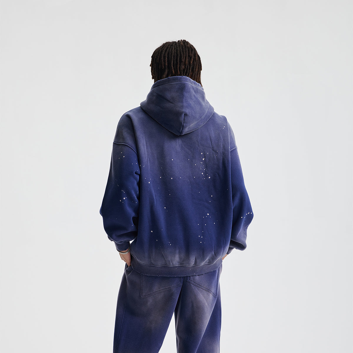 Destroyed Oversized Acid Wash Bleach Splatter Hoodie