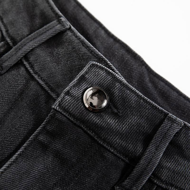 Rhinestone & Rope Embroidery Straight Leg Jeans