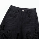 Patchwork Floral-Embroidered Sequined Bootcut Jeans