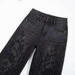 Rhinestone & Rope Embroidery Straight Leg Jeans