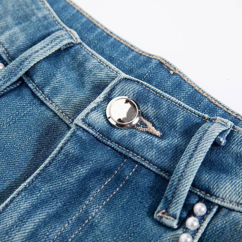 Phoenix-Embroidered Sequin Tapered Ankle Jeans