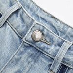 Lightweight Rhinestone & Embroidered Cut-Out Jeans