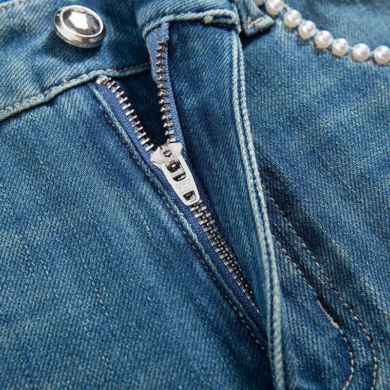 Phoenix-Embroidered Sequin Tapered Ankle Jeans