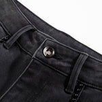 Rhinestones & Pearls Embroidery Patchwork Ankle Jeans