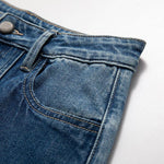 Floral Embroidered Cut-Out Baggy Jeans