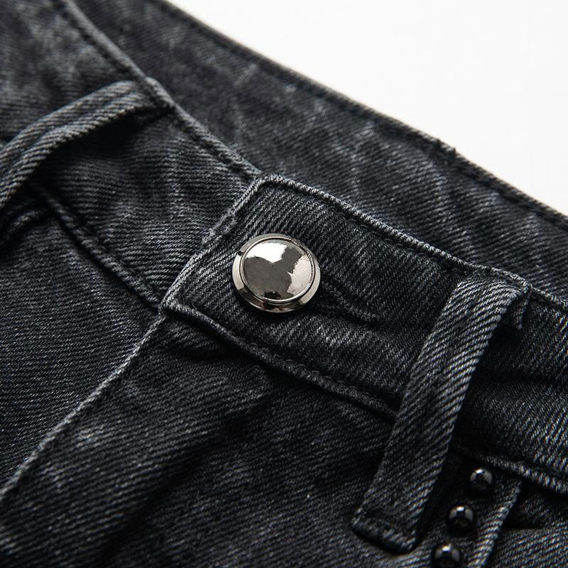 Pearl-Embellished Floral Embroidered Cut-Out Jeans