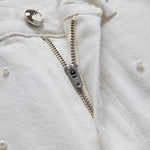 Pearl-Embellished Asymmetric Cut-Out Shorts