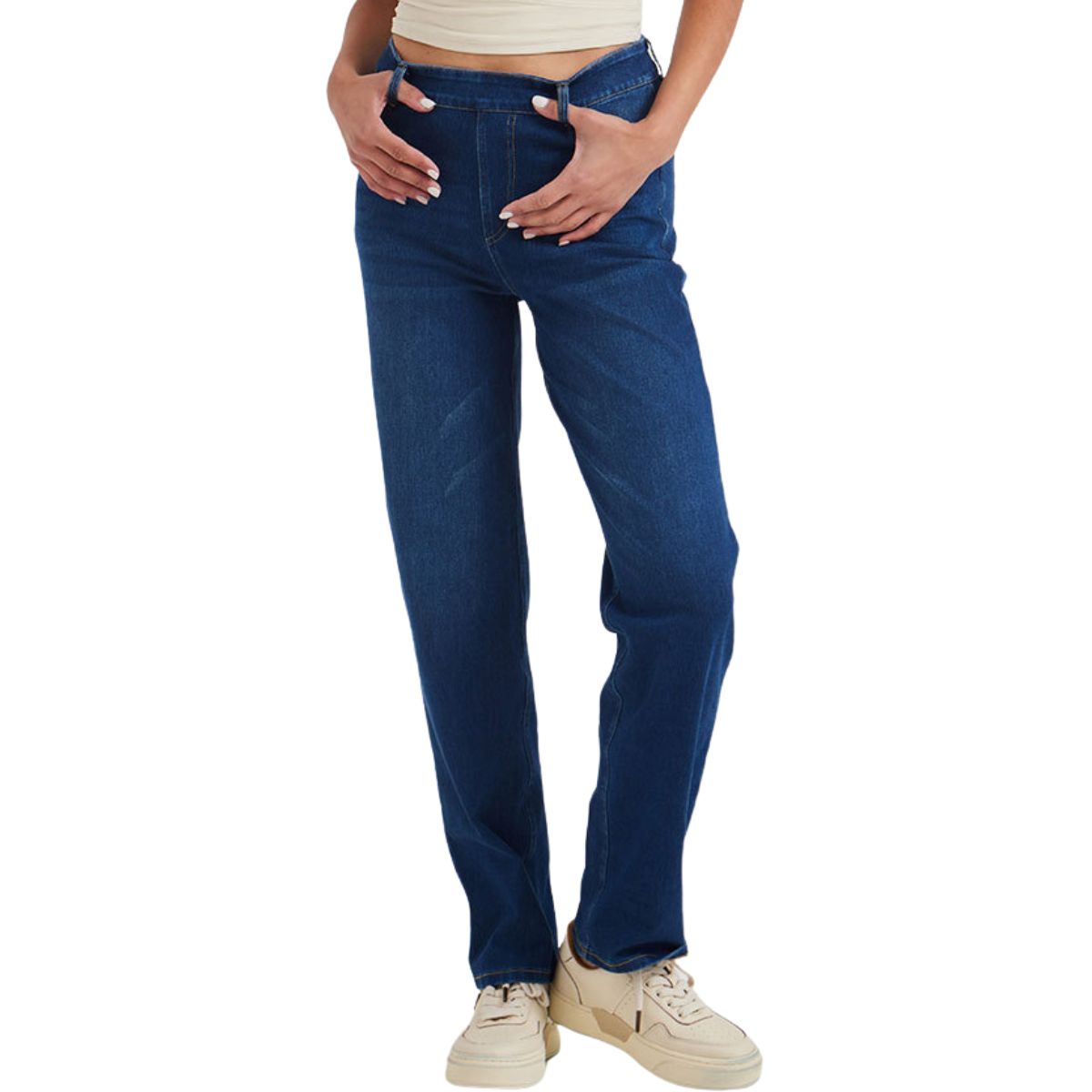 Relaxed Fit Washed Knit Denim Trousers