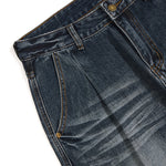 Washed Whiskers Barrel-Leg Denim Pants