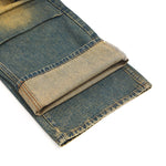 Vintage Washed Pleated Knee Cargo Jeans