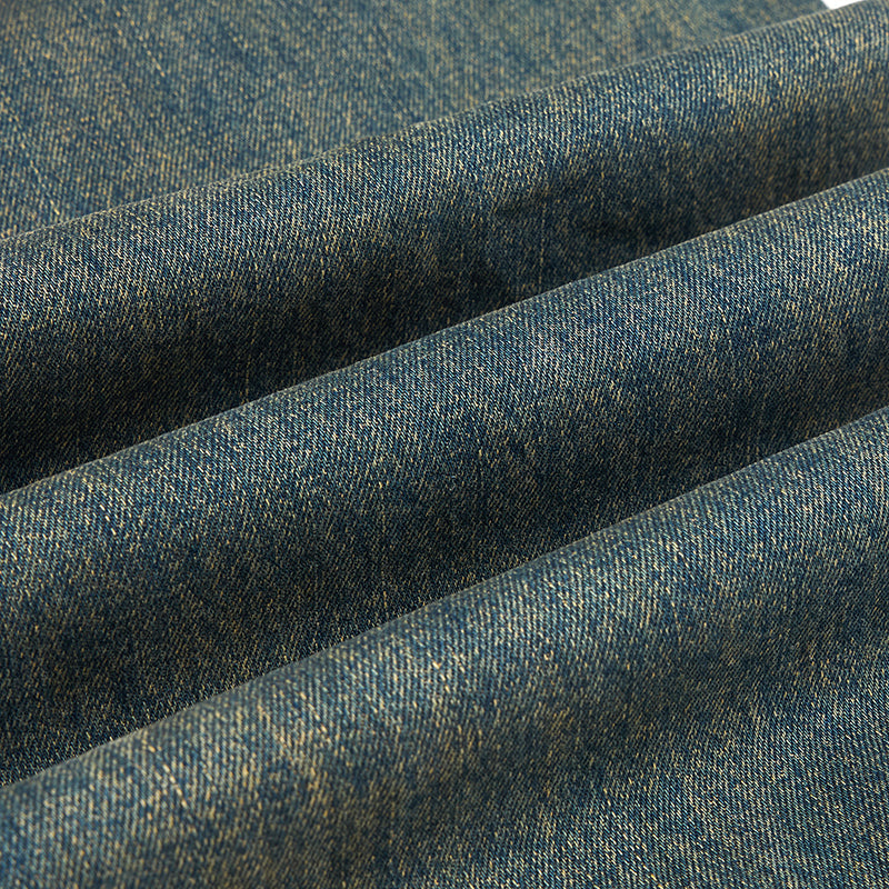 Vintage Washed Pleated Knee Cargo Jeans