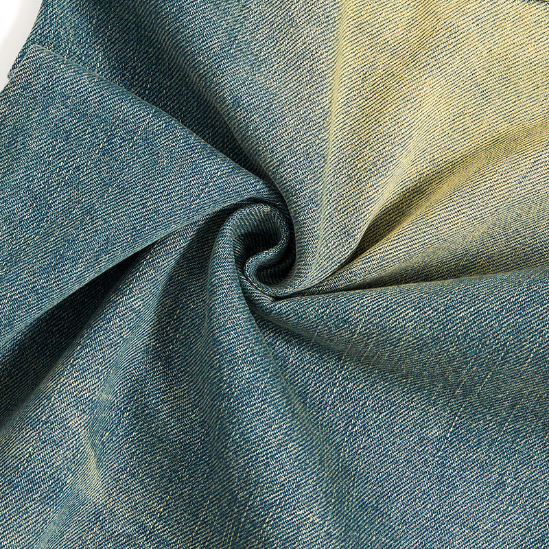 Vintage Washed Pleated Knee Jeans