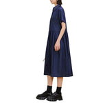 Oversized Pleated Denim Midi Shirtdress