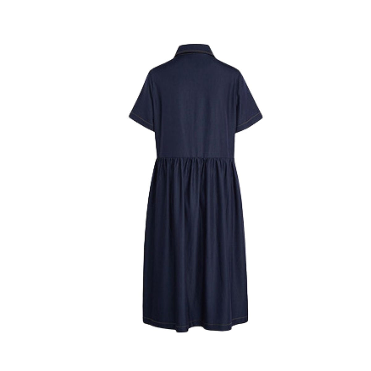 Oversized Pleated Denim Midi Shirtdress