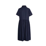 Oversized Pleated Denim Midi Shirtdress