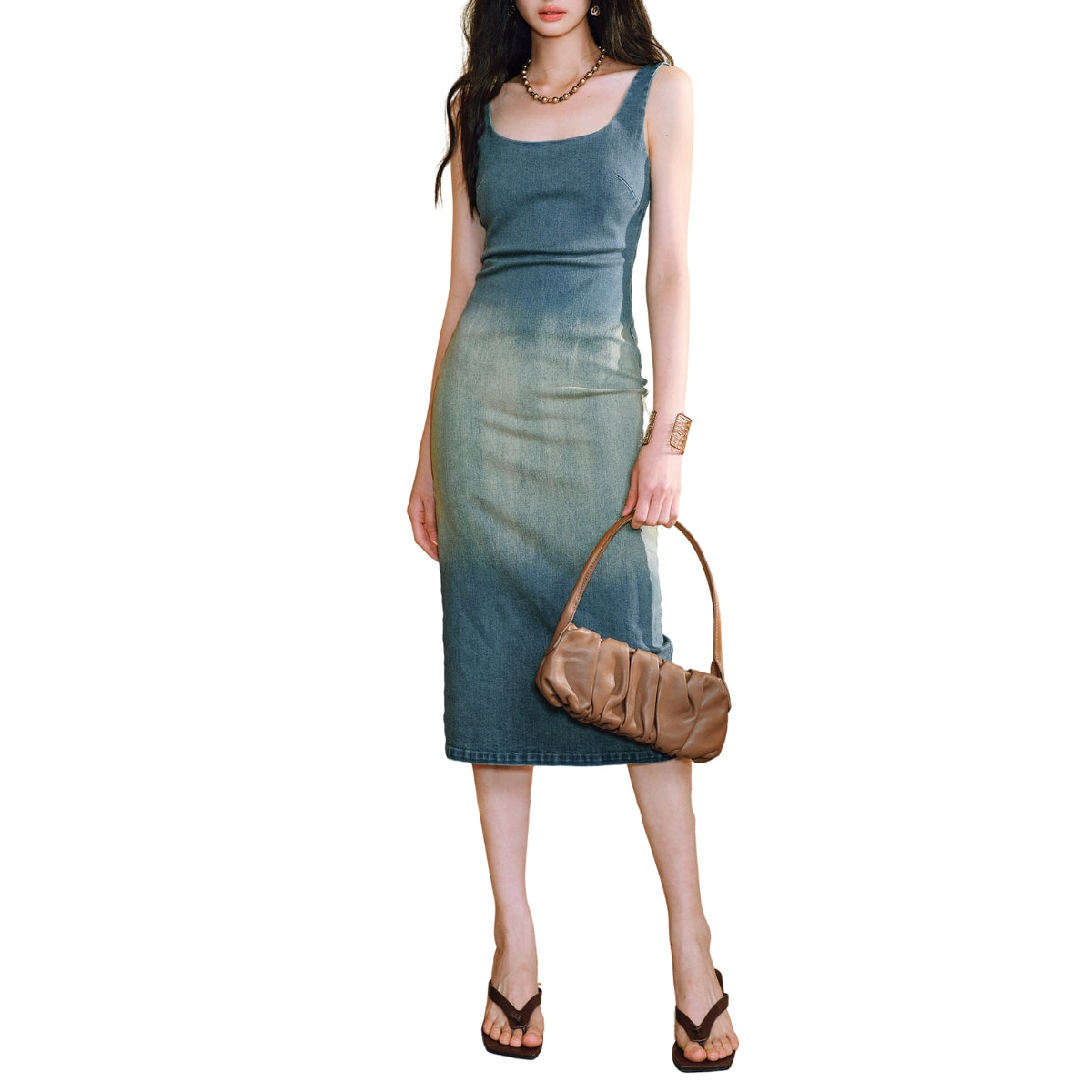 Bodycon Denim Slip Midi Dress