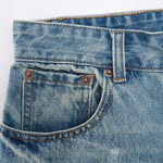 Paint-Splatter Bermuda Denim Shorts