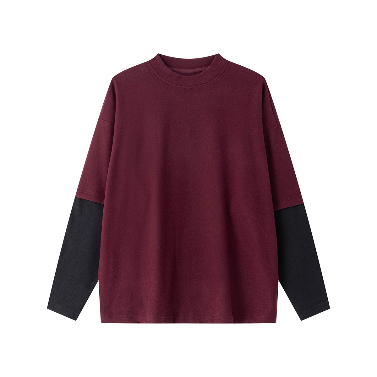 Velour Mock Layered Raglan Sleeve Top