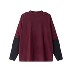 Velour Mock Layered Raglan Sleeve Top
