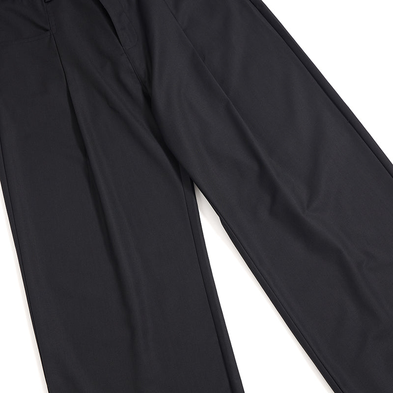 Wide Leg Single Pleat Trousers