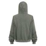 Distressed Vintage Wash Zip Up Hoodie