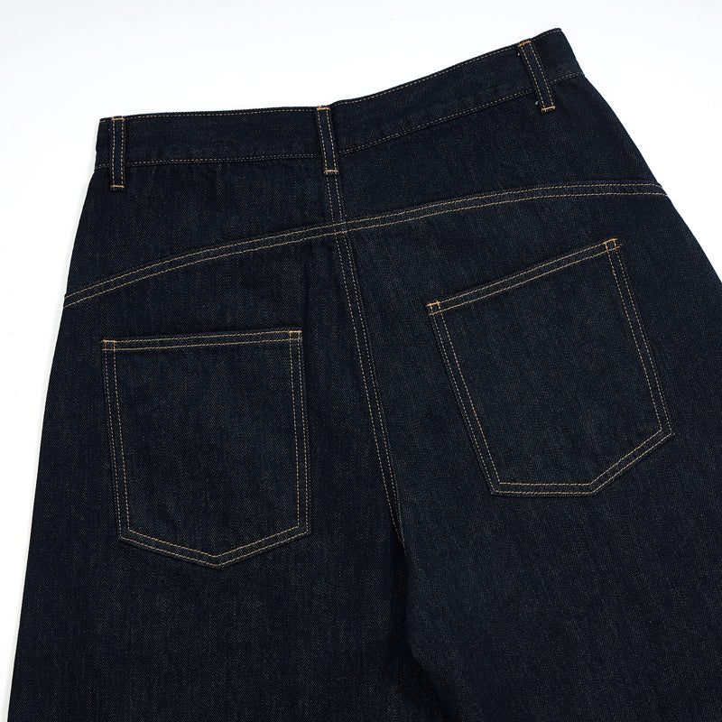 Barrel-Leg Selvedge Denim Cropped Pants