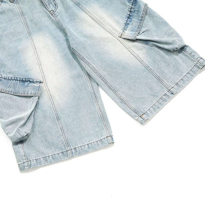 Baggy Cargo Denim Cropped Pants