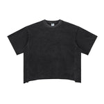 Patchwork Asymmetrical Hem T Shirt 260gsm