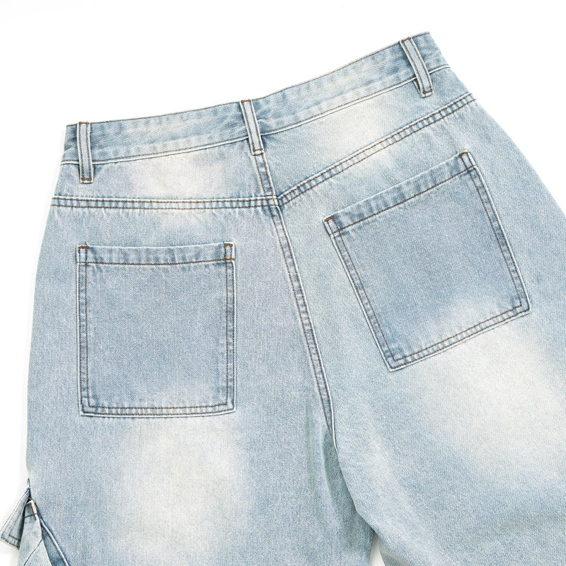 Baggy Cargo Denim Cropped Pants