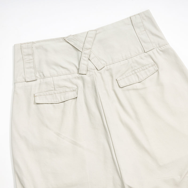 Beige Oversized Cargo Cropped Pants