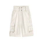 Beige Oversized Cargo Cropped Pants