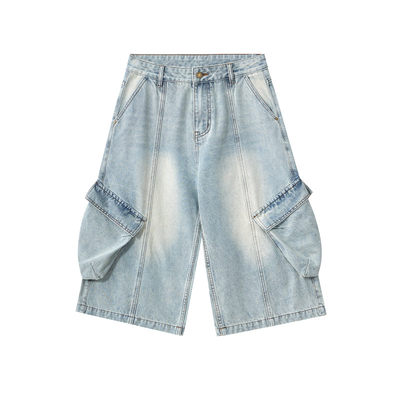 Baggy Cargo Denim Cropped Pants