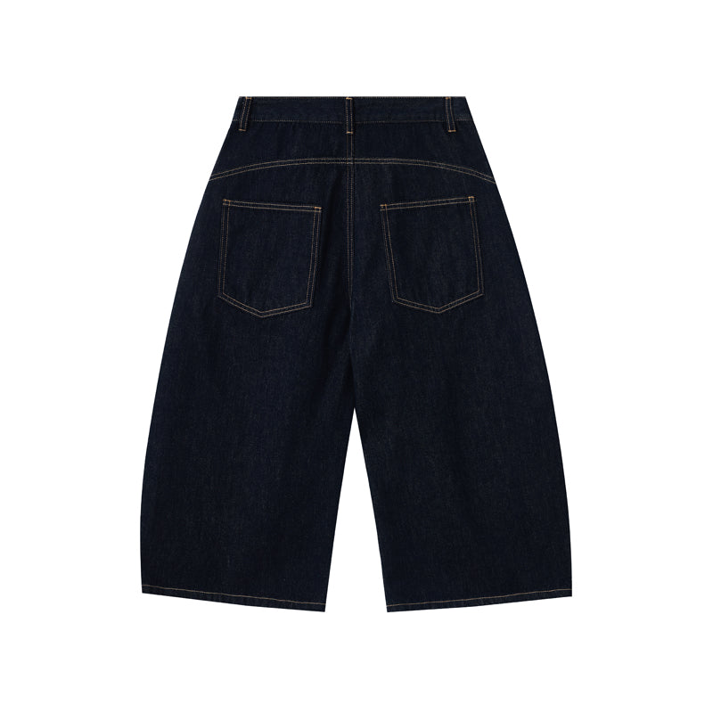 Barrel-Leg Selvedge Denim Cropped Pants
