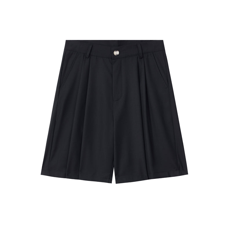 Double Pleat Relaxed Fit Bermuda Shorts