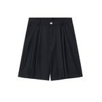 Double Pleat Relaxed Fit Bermuda Shorts
