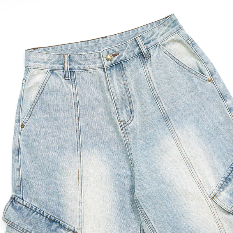 Baggy Cargo Denim Cropped Pants