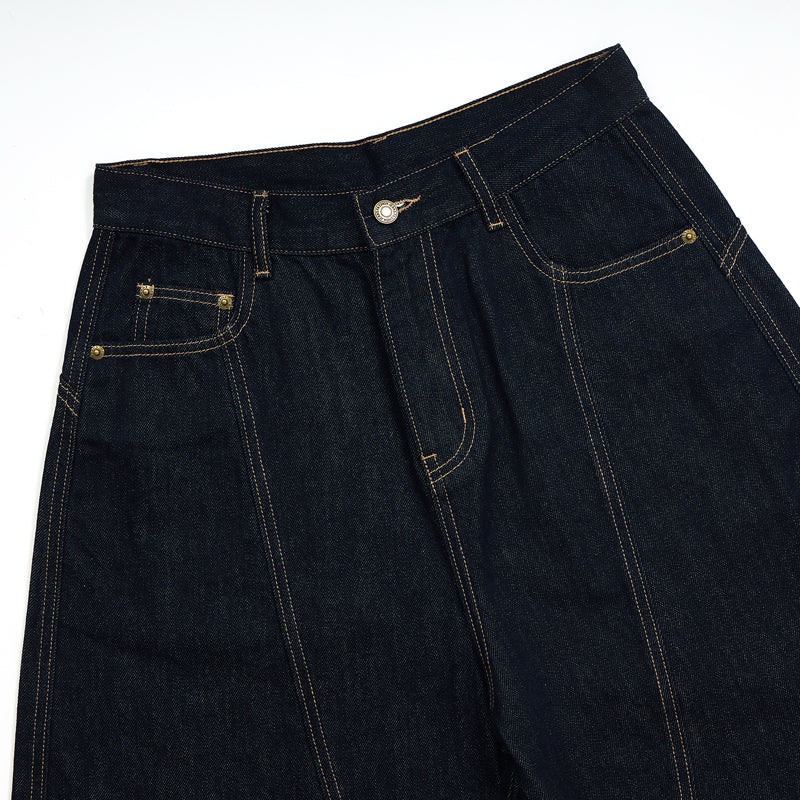 Barrel-Leg Selvedge Denim Cropped Pants