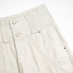 Beige Oversized Cargo Cropped Pants