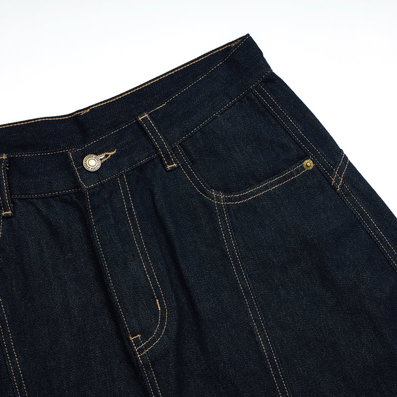 Barrel-Leg Selvedge Denim Cropped Pants