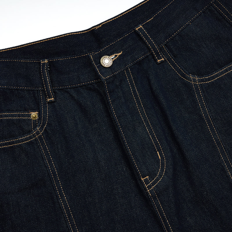 Barrel-Leg Selvedge Denim Cropped Pants