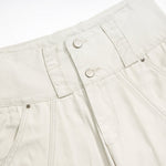 Beige Oversized Cargo Cropped Pants