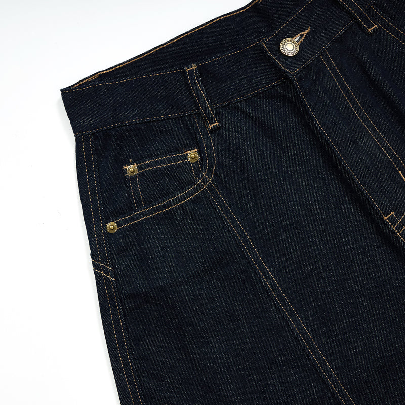 Barrel-Leg Selvedge Denim Cropped Pants