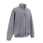 Distressed Wash Comfort Zip Pullover Sweatshirt