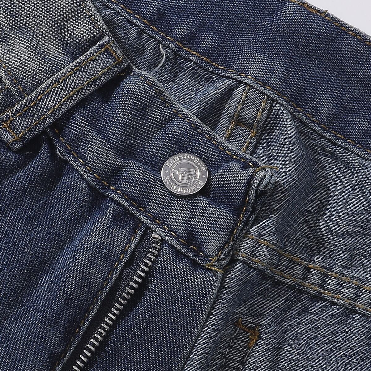 Cartoon Patchwork Distressed Barrel Jeans