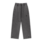 Washed Raw Hem Distressed Trousers