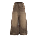 Reinforced Stitching Brown Vintage Wide Leg Painter Pants